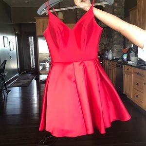 Red satin gown